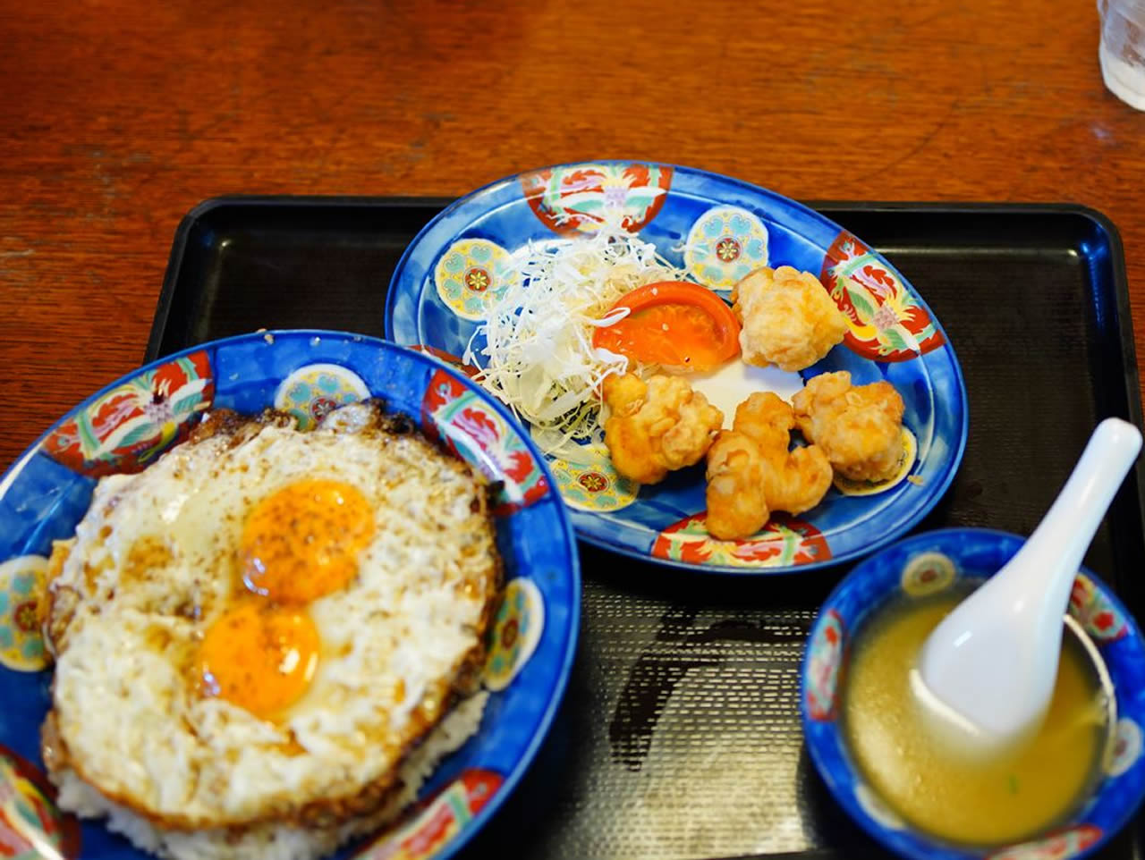 焼豚玉子飯小エビ天セット